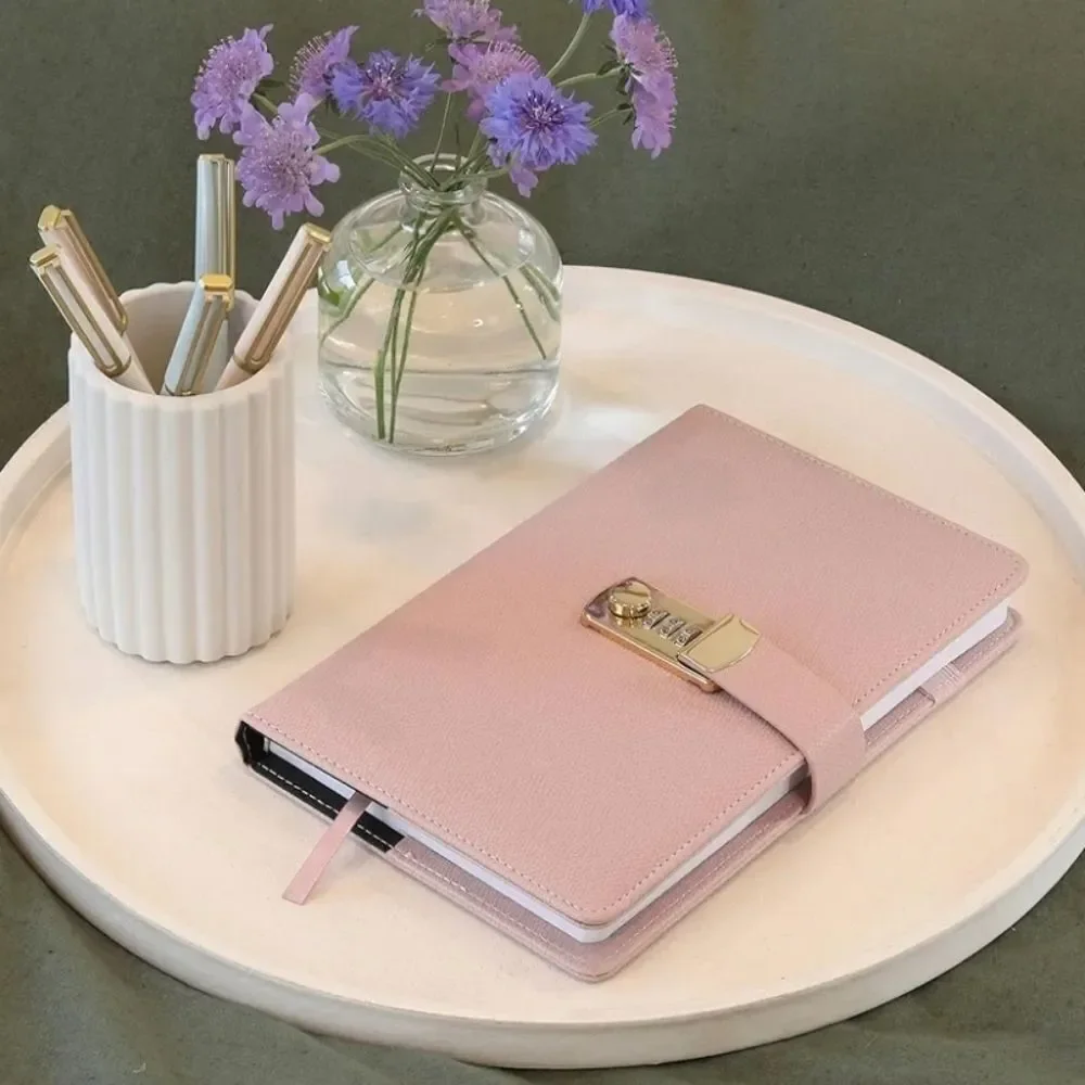 🔸️⏭️NWOT Pink Combination Lock Faux Leather Refillable Journal